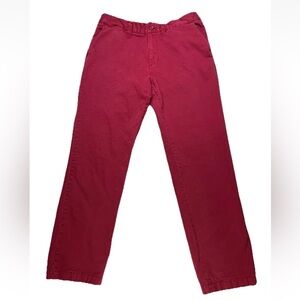 Nautica Pants Mens W34 L30 Chino Tapered Leg Slim Fit Cotton Blend Red Cranberry